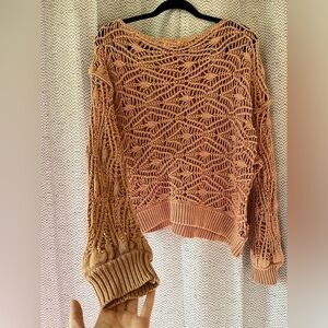 Elan Lena Wide Neck Chunky Knit Crochet Sweater Size Small To Large